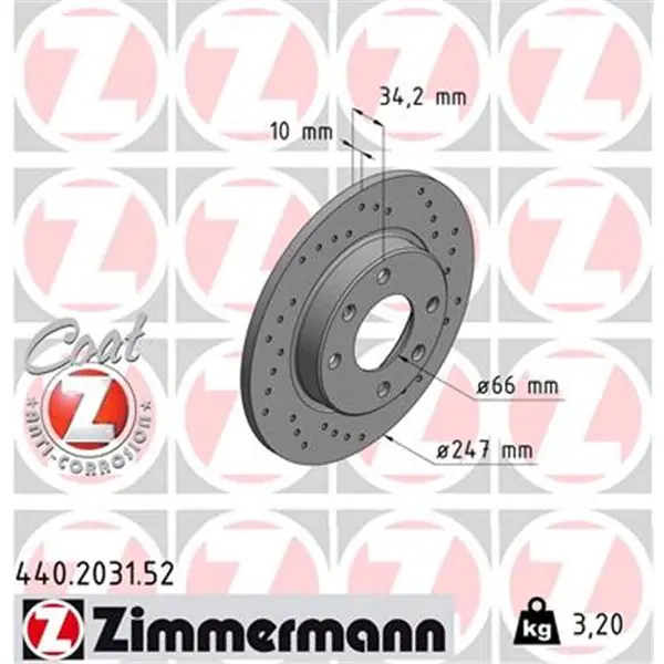 Disco de freno eje delantero (Gama SPORT COAT Z) ZIMMERMANN 440203152 Ordenar Ahora Mismo