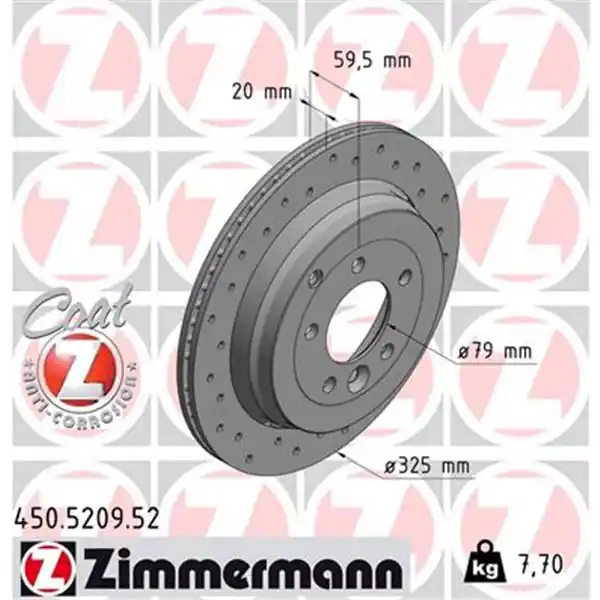 Precio De Fábrica Disco de freno eje trasero (Gama SPORT COAT Z) ZIMMERMANN 450520952