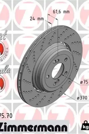 Disco de freno eje trasero, izquierda (Gama FORMULA Z) ZIMMERMANN 150347570 Premium