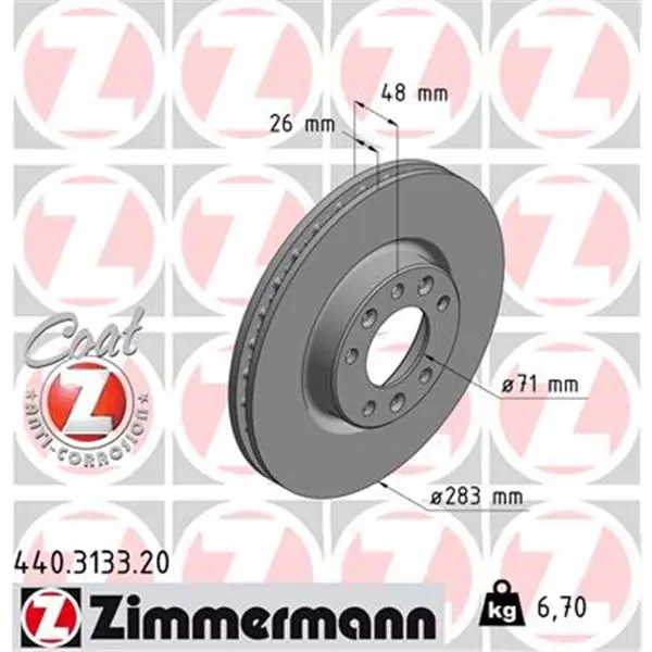 Directo De Fábrica Disco de freno eje delantero (Gama COAT Z) ZIMMERMANN 440313320