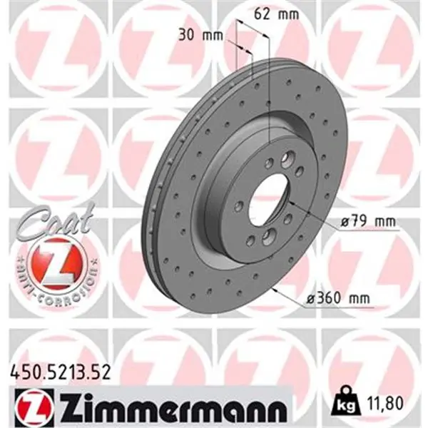 Disco de freno eje delantero (Gama SPORT COAT Z) ZIMMERMANN 450521352 Comprar En Línea