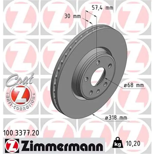 Imprescindible (Must-Have) Disco de freno eje delantero (Gama COAT Z) ZIMMERMANN 100337720