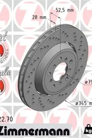 Original Disco de freno eje delantero, derecha (Gama FORMULA Z) ZIMMERMANN 150342270
