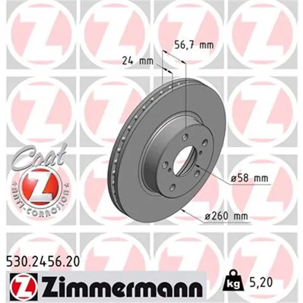 Ocasión Especial Disco de freno eje delantero (Gama COAT Z) ZIMMERMANN 530245620