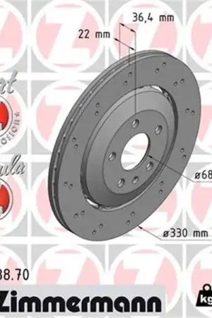 Disco de freno eje trasero (Gama FORMULA Z) ZIMMERMANN 100338870 Garantía Incluida