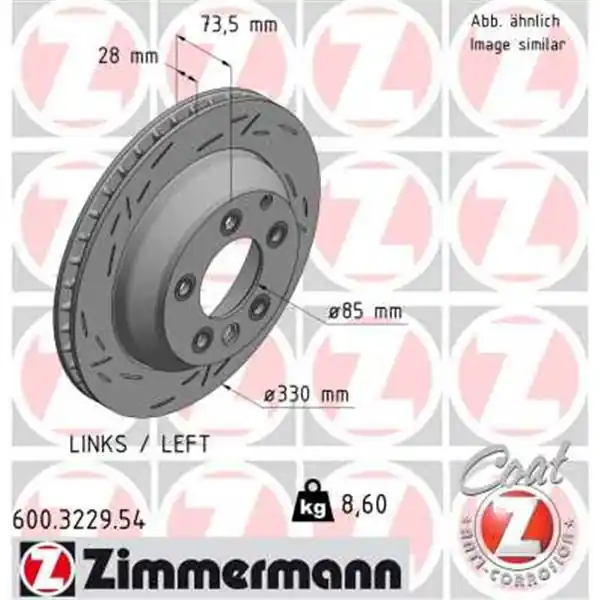 Disco de freno eje trasero, izquierda (Gama BLACK Z) ZIMMERMANN 600322954 Descuento