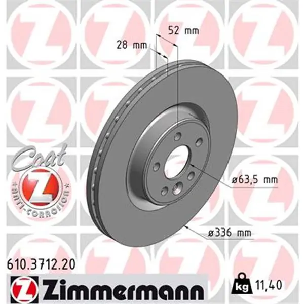 Exclusivo Disco de freno eje delantero (Gama COAT Z) ZIMMERMANN 610371220