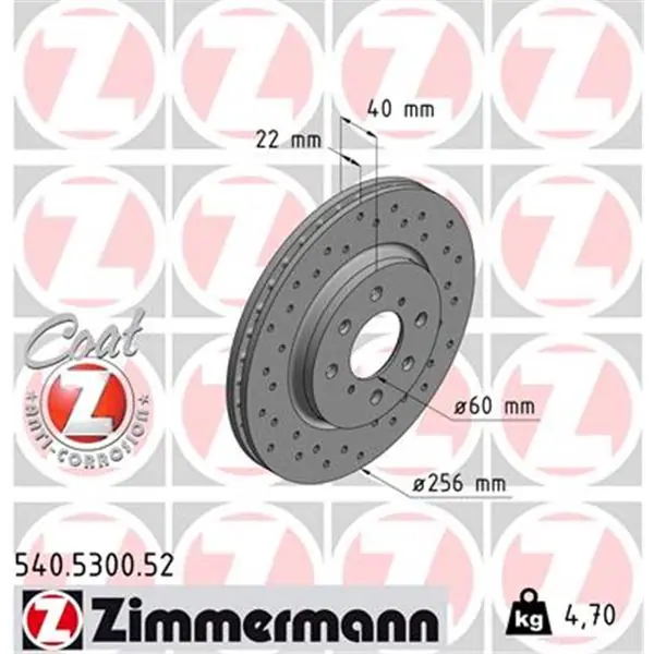 Devolución Gratuita Disco de freno eje delantero (Gama SPORT COAT Z) ZIMMERMANN 540530052