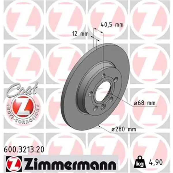 Garantía De Devolución De Dinero Disco de freno eje trasero (Gama COAT Z) ZIMMERMANN 600321320