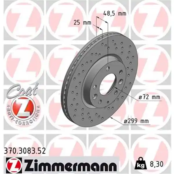 Promoción Exclusiva Disco de freno eje delantero (Gama SPORT COAT Z) ZIMMERMANN 370308352