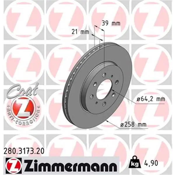 Popular Disco de freno eje delantero (Gama COAT Z) ZIMMERMANN 280317320