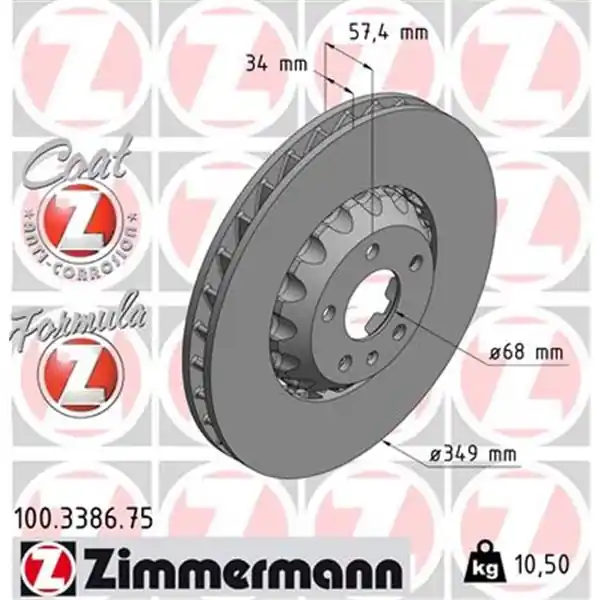Precio Económico Disco de freno eje delantero (FORMULA Z) ZIMMERMANN 100338675