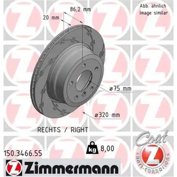 Garantía De Devolución De Dinero Disco de freno eje trasero, derecha (Gama BLACK Z) ZIMMERMANN 150346655