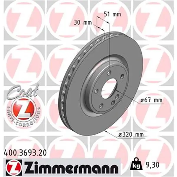 Disco de freno eje delantero (Gama COAT Z) ZIMMERMANN 400369320 Promoción