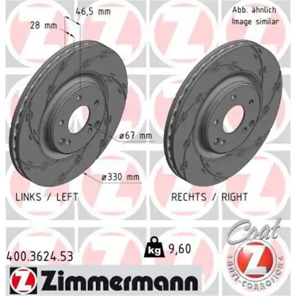 Moderno Disco de freno eje delantero (Gama BLACK Z) ZIMMERMANN 400362453