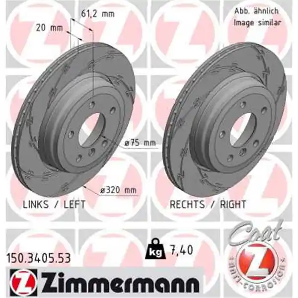 Disco de freno eje trasero (Gama BLACK Z) ZIMMERMANN 150340553 Moderno