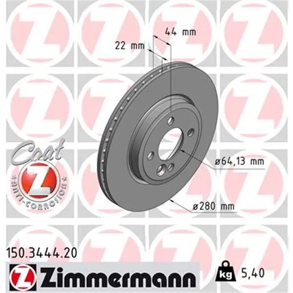Moderno Disco de freno eje delantero (Gama COAT Z) ZIMMERMANN 150344420