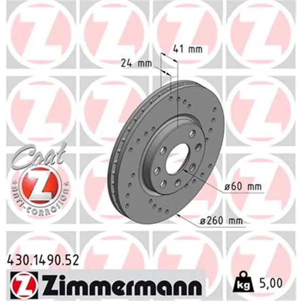 Envío Exprés Disco de freno eje delantero (Gama SPORT COAT Z) ZIMMERMANN 430149052