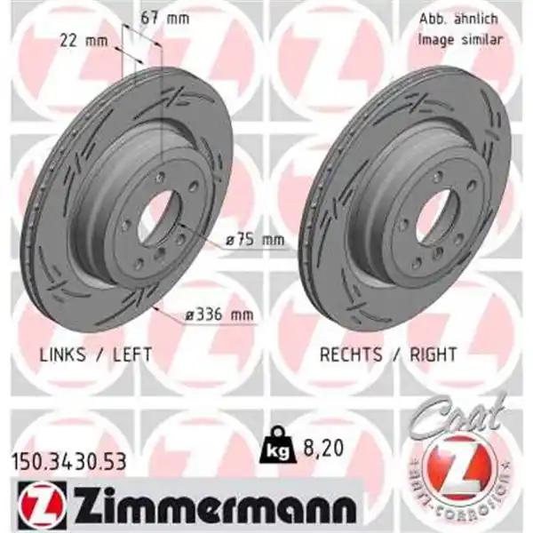 Disco de freno eje trasero (Gama BLACK Z) ZIMMERMANN 150343053 Devolución Gratuita