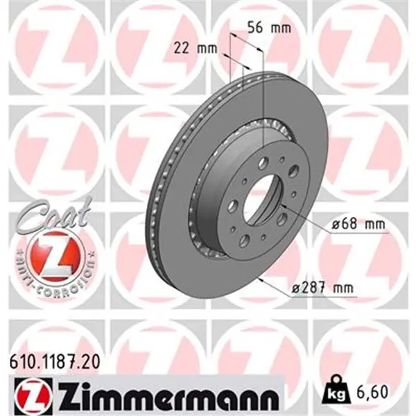 Disco de freno eje delantero (Gama COAT Z) ZIMMERMANN 610118720 Original