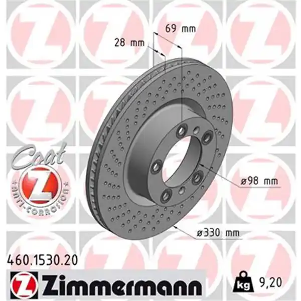 Disco de freno eje delantero, derecha (Gama COAT Z) ZIMMERMANN 460153020 Favorito De Clientes