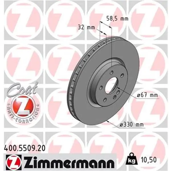 Disco de freno eje delantero (Gama COAT Z) ZIMMERMANN 400550920 Original