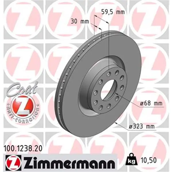 Disco de freno eje delantero (Gama COAT Z) ZIMMERMANN 100123820 Ordena Ya