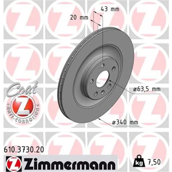 Económico Disco de freno eje trasero (Gama COAT Z) ZIMMERMANN 610373020