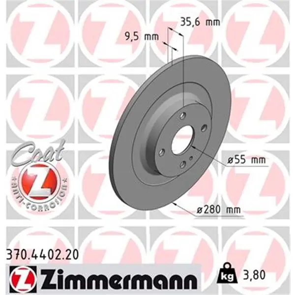 Mayoreo Disco de freno eje trasero (Gama COAT Z) ZIMMERMANN 370440220