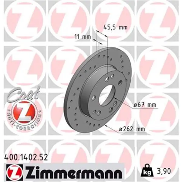 Disco de freno eje delantero (Gama SPORT COAT Z) ZIMMERMANN 400140252 Mayoreo