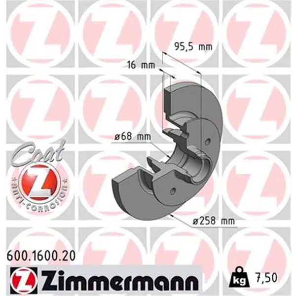 Disco de freno eje delantero (Gama COAT Z) ZIMMERMANN 600160020 Popular