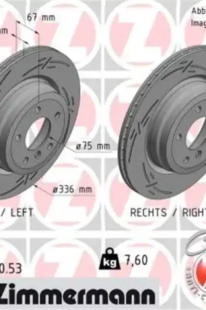 Alta Calidad Disco de freno eje trasero (Gama BLACK Z) ZIMMERMANN 150345053