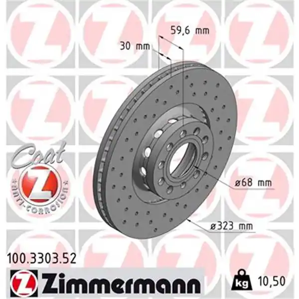 Disco de freno eje delantero (Gama SPORT COAT Z) ZIMMERMANN 100330352 Premium