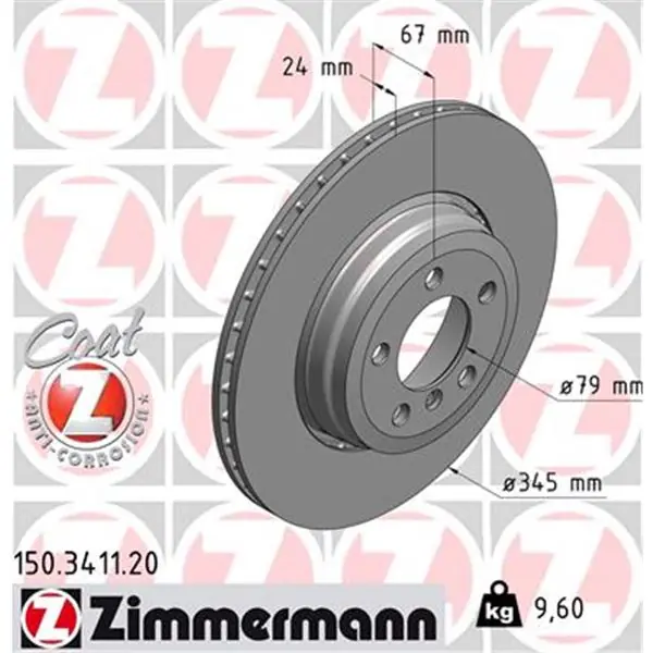 Disco de freno eje trasero (Gama COAT Z) ZIMMERMANN 150341120 Marca Reconocida