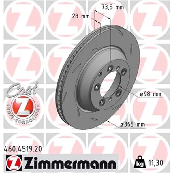 Disco de freno eje trasero, derecha (Gama COAT Z) ZIMMERMANN 460451920 Solo Hoy