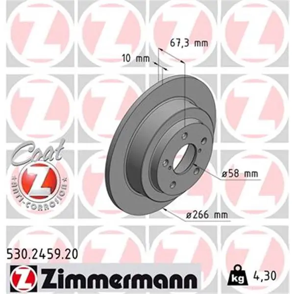 Ordenar Ahora Mismo Disco de freno eje trasero (Gama COAT Z) ZIMMERMANN 530245920