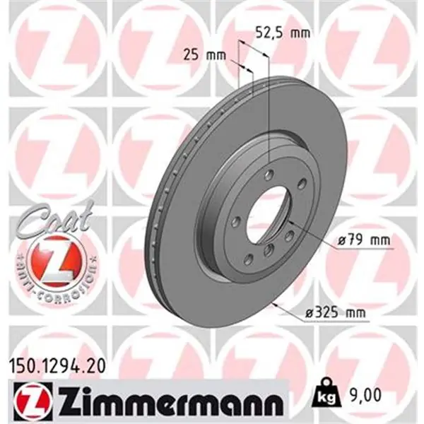 Envío Gratis Disco de freno eje delantero (Gama COAT Z) ZIMMERMANN 150129420