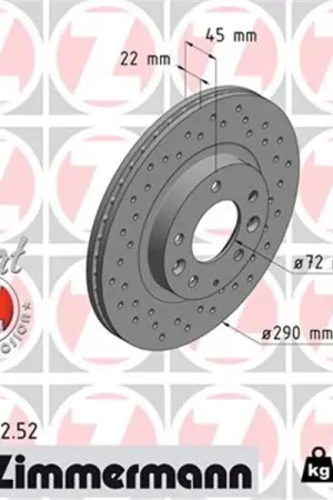 Disco de freno eje delantero (Gama SPORT COAT Z) ZIMMERMANN 370308252 Ordena Ya