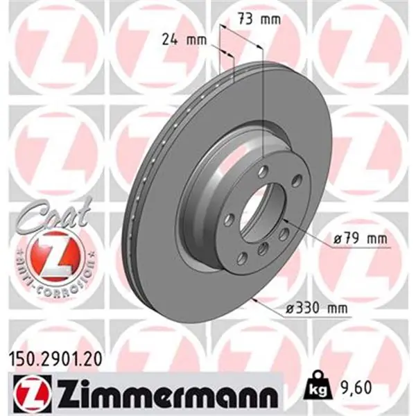Máxima Calidad Disco de freno eje delantero (Gama COAT Z) ZIMMERMANN 150290120