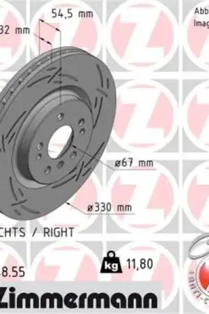 Disco de freno eje delantero, derecha (Gama BLACK Z) ZIMMERMANN 400364855 Auténtico