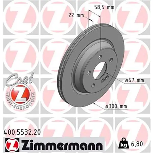 Entrega Rápida Disco de freno eje trasero (Gama COAT Z) ZIMMERMANN 400553220