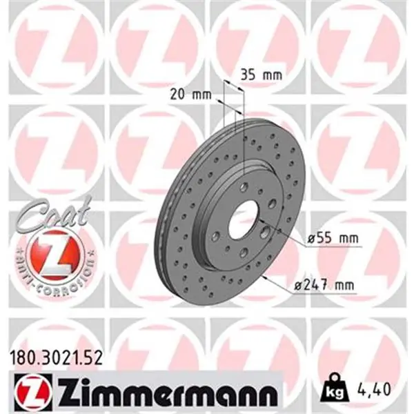 Disco de freno eje delantero (Gama SPORT COAT Z) ZIMMERMANN 180302152 Alta Calidad