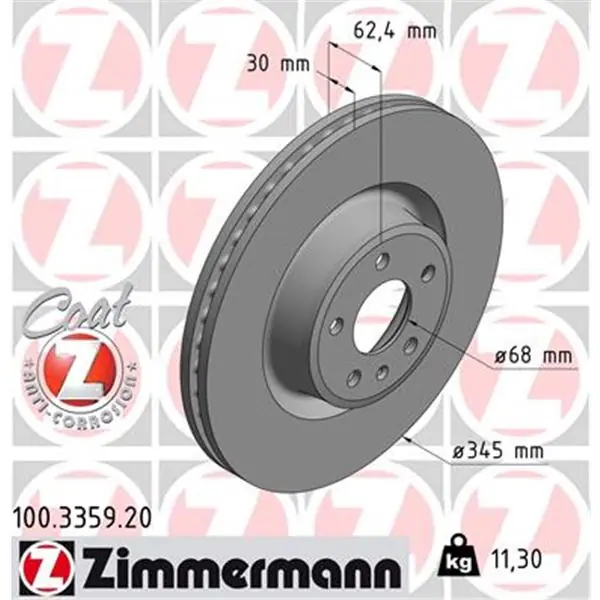 Súper Precio Disco de freno eje delantero (Gama COAT Z) ZIMMERMANN 100335920