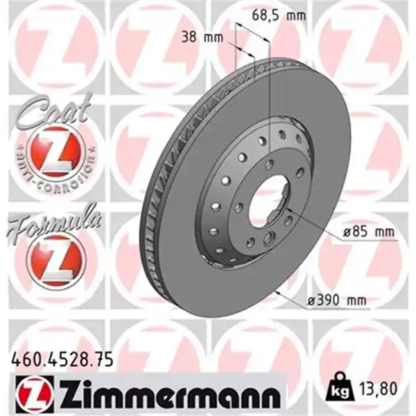 Marca Reconocida Disco de freno eje delantero, izquierda (Gama FORMULA Z) ZIMMERMANN 460452875