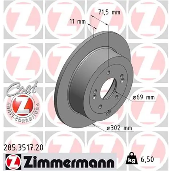Disco de freno eje trasero (Gama COAT Z) ZIMMERMANN 285351720 No Te Lo Pierdas