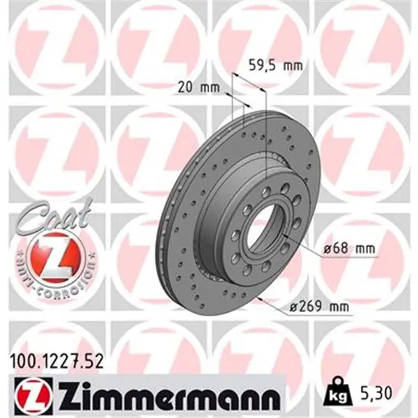 Premium Disco de freno eje trasero (Gama SPORT COAT Z) ZIMMERMANN 100122752