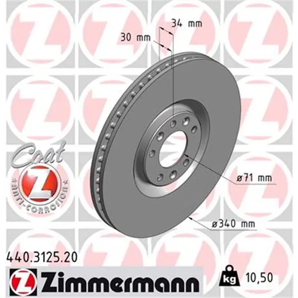 Moderno Disco de freno eje delantero (Gama COAT Z) ZIMMERMANN 440312520