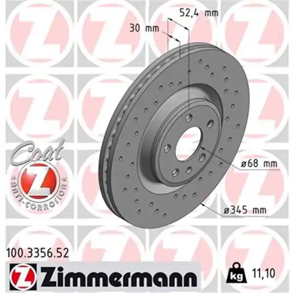 Precio Rebajado Disco de freno eje delantero (Gama SPORT COAT Z) ZIMMERMANN 100335652