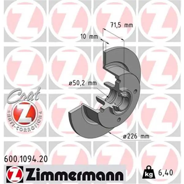 Disco de freno eje delantero (Gama COAT Z) ZIMMERMANN 600109420 Solo Por Tiempo Limitado