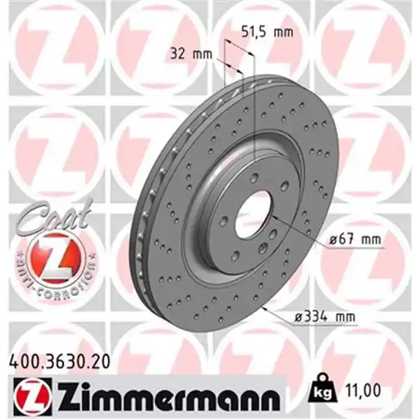 Disco de freno eje delantero (Gama COAT Z) ZIMMERMANN 400363020 Nueva Colección